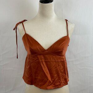 We Wore What Cami Top M Clay Brown Tie Straps New NWT